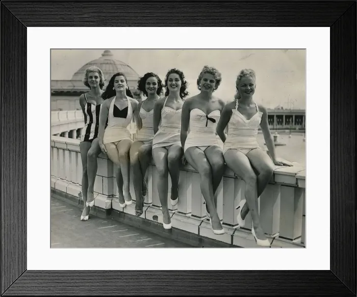 Framed Print : Holiday Makers at Blackpool July 1965 These six bathing beauties will appear in Framed Print : Holiday Makers at Blackpool July 1965 These six bathing beauties will appear in