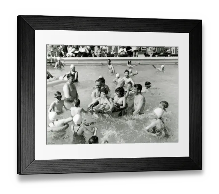 Framed Print : Holidaymakers having fun in the pool at Butlins 1962