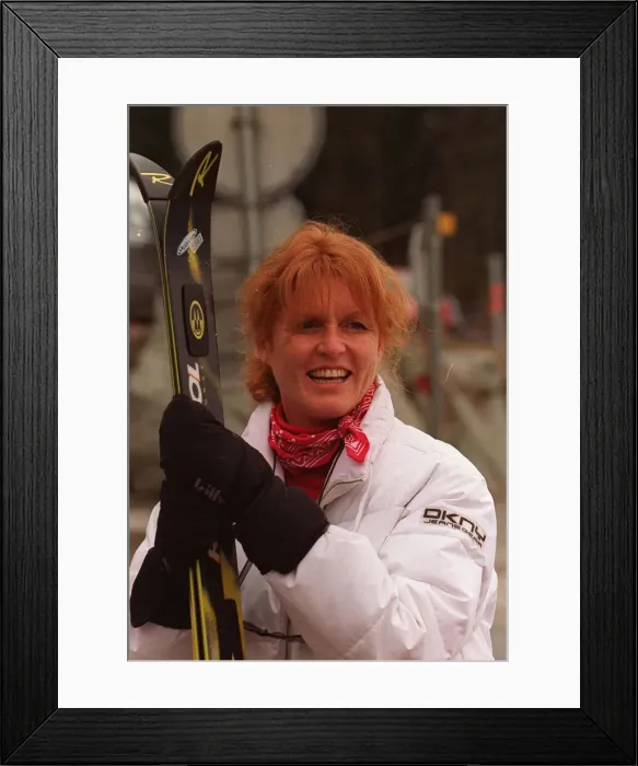 Framed Print : Duchess Of York Sarah Ferguson skiing in Switzerland