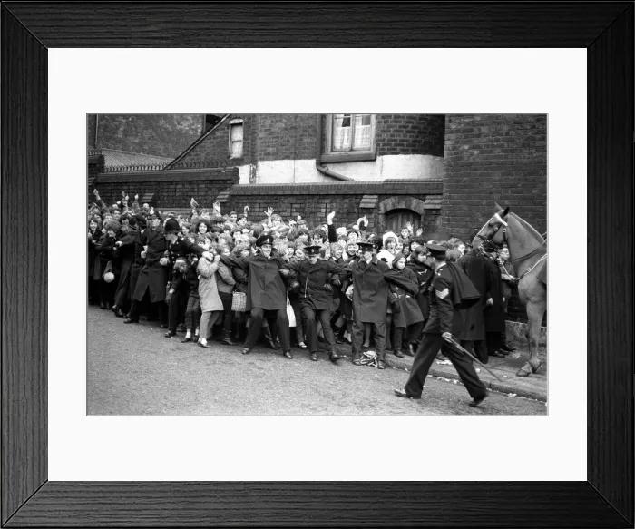 Framed Print : The Beatles November 1963 Policemen and women help to push the teenagers back