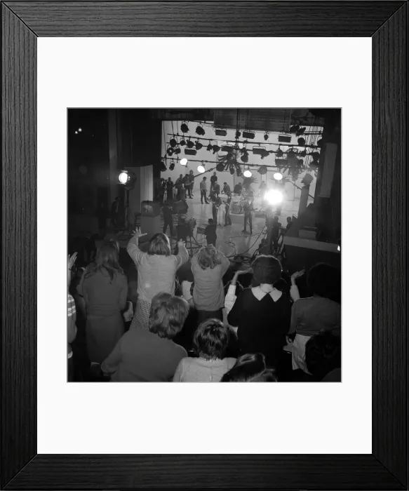 Framed Print : The Beatles filming at the Scala Theatre watched by a crowd of screaming fans 31st Framed Print : The Beatles filming at the Scala Theatre watched by a crowd of screaming fans 31st