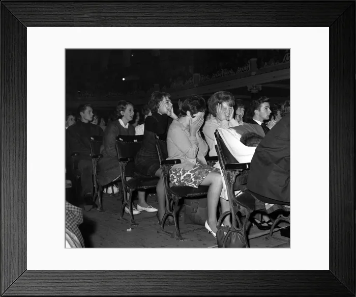 Framed Print : Pop Group The Beatles in Preston September 1963 Excited fans can not bear to watch