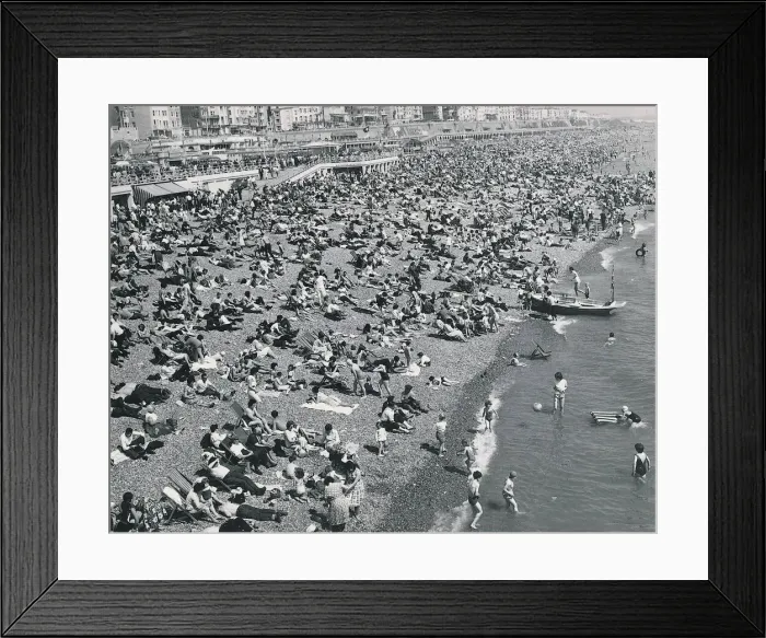 Framed Print : Crowded Beach in Brighton 1964 1960s Framed Print : Crowded Beach in Brighton 1964 1960s