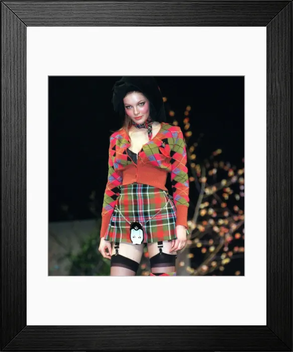 Framed Print : tartan mini kilted model vivienne westwood at secc Framed Print : tartan mini kilted model vivienne westwood at secc