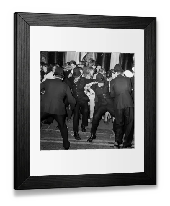 Framed Print : The Beatles 6 July 1964 Police holding back crowds of fans