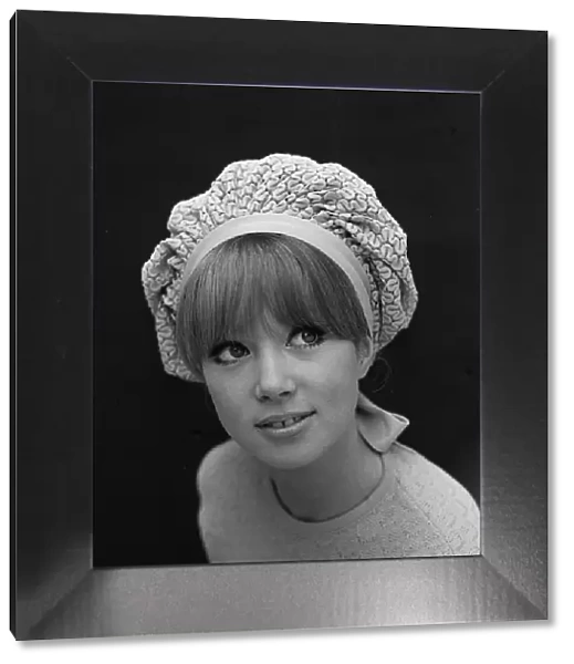 Patti Boyd model wearing beret style headwear, September 1964