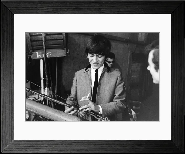 Framed Print : George Harrison in Liverpool, for the Northern Premiere of A Hard Day