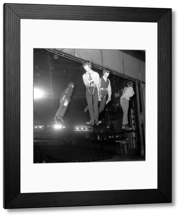 Framed Print : The Beatles running through a Flying Ballet routine with during rehearsals for Framed Print : The Beatles running through a Flying Ballet routine with during rehearsals for