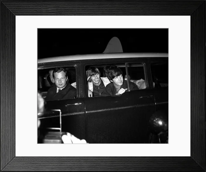 Framed Print : The Beatles July 1964 Paul McCartney and Ringo Starr greet fans as they arrive Framed Print : The Beatles July 1964 Paul McCartney and Ringo Starr greet fans as they arrive