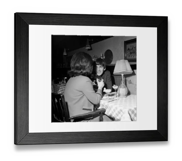 Framed Print : George Harrison out on a date with a friend of the family, London