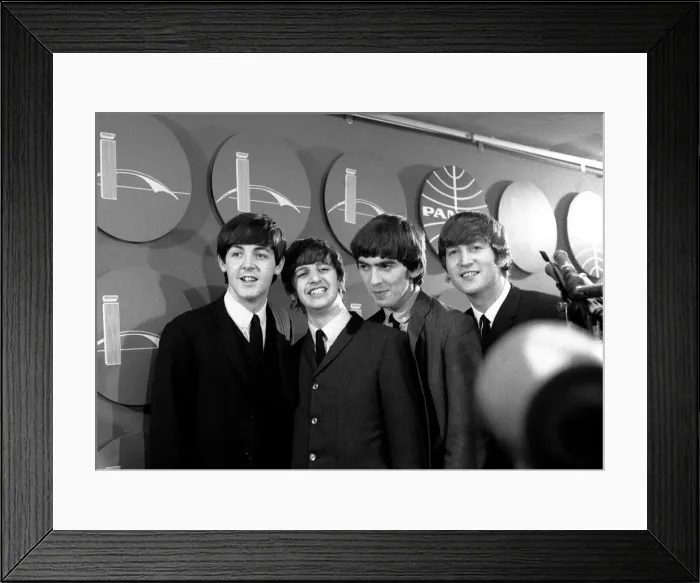 Framed Print : The Beatles answer questions for newsmen and journalists in New York after their arrival Framed Print : The Beatles answer questions for newsmen and journalists in New York after their arrival