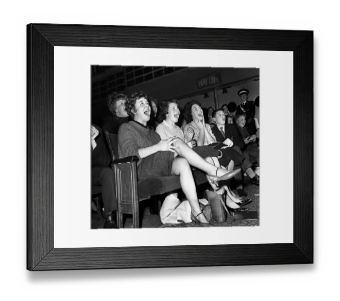 Framed Print : Pop Group The Beatles November 1963 Excited girls screaming for their idols during
