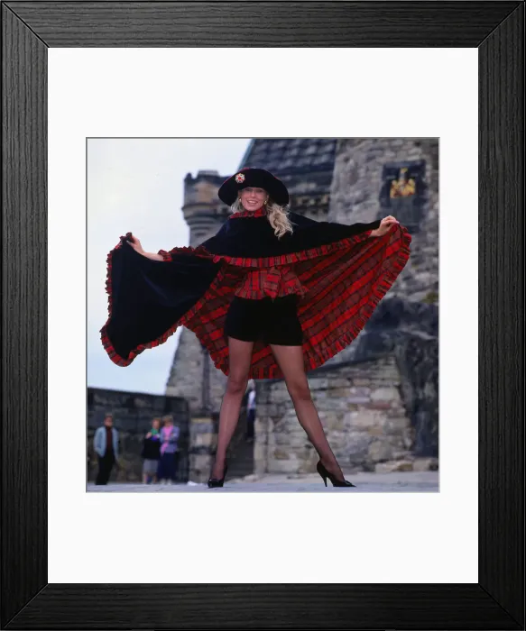 Framed Print : Tartan fashion, September 1989 Model wearing tartan