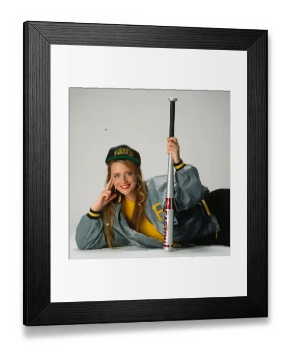Framed Print : Jacket fashion - model wears grey baseball jacket, January 1991 Pirates cap Framed Print : Jacket fashion - model wears grey baseball jacket, January 1991 Pirates cap