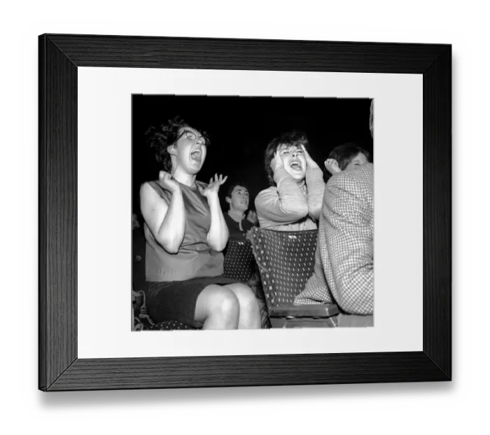 Framed Print : Pop Group The Beatles in Exeter November 1963 Excited school girls fans greet their