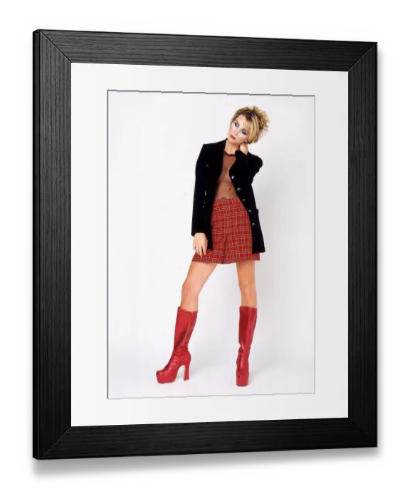 Framed Print : Glitter platform boots from Schuh and tartan mini skirt from Miss Selfridge October 1997 Framed Print : Glitter platform boots from Schuh and tartan mini skirt from Miss Selfridge October 1997