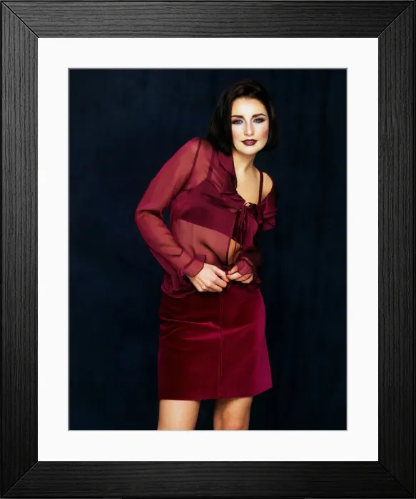 Framed Print : Velvet mini skirt with blouse (Next) bra top (M&S), December 1997
