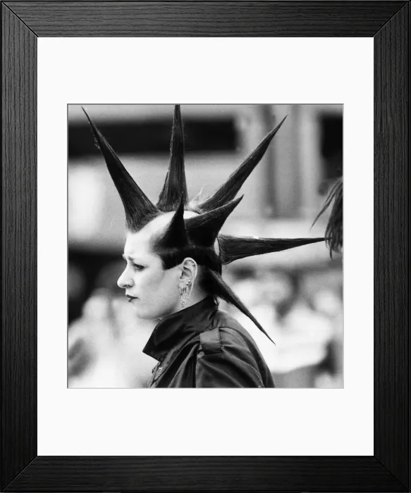 Framed Print : Teenage Punk girl with spiky hair in London April 1983