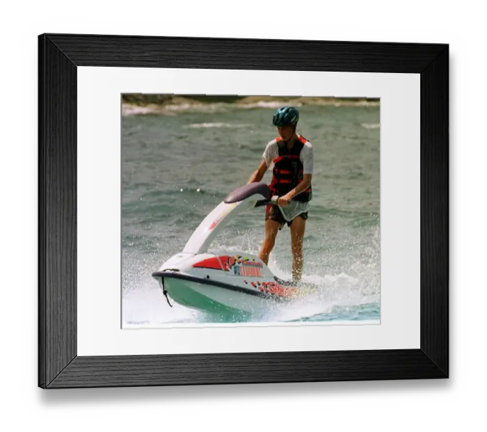 Framed Print : Prince William Collection 1997 Prince William Jet Skiing in St Tropez, July 1997