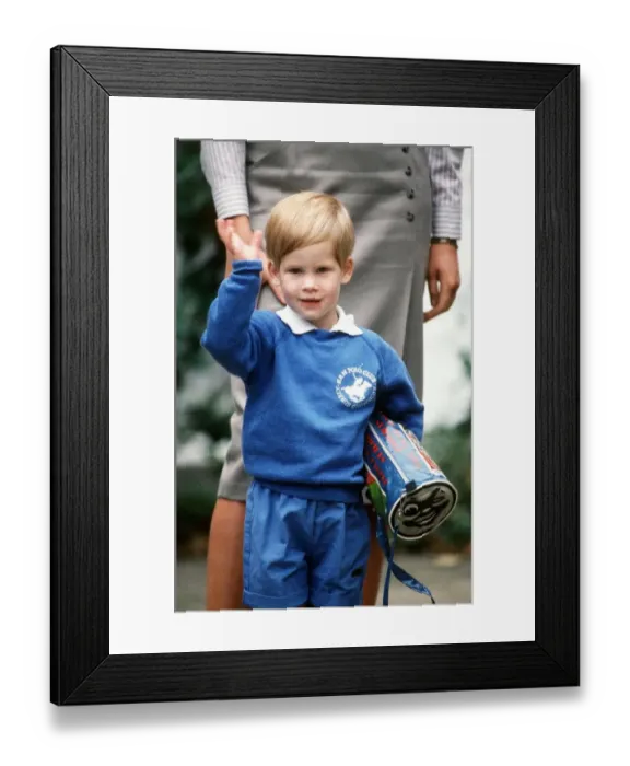 Framed Print : Prince harrys first day at nursery school in chepstow villas in kensington
