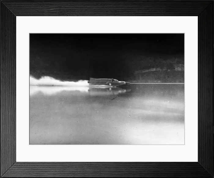 Framed Print : Donald Campbell World speed record land and water in Bluebird on coniston water Framed Print : Donald Campbell World speed record land and water in Bluebird on coniston water