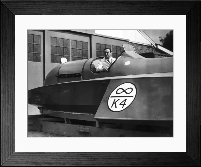 Framed Print : Donald Campbell Water and land speed Record sitting in the cockpit of the BLUE BIRD BOAT Framed Print : Donald Campbell Water and land speed Record sitting in the cockpit of the BLUE BIRD BOAT