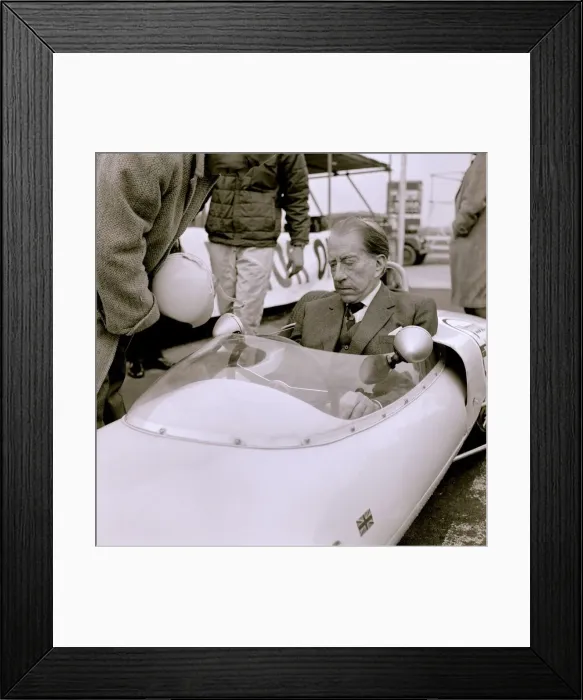 Framed Print : John Paul Getty oil Baron trying out a racing car A Lotis Junior Formula at the Goodwood Framed Print : John Paul Getty oil Baron trying out a racing car A Lotis Junior Formula at the Goodwood