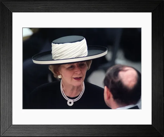 Framed Print : Baroness Margaret Thatcher at Waterloo Station at the opening of the International