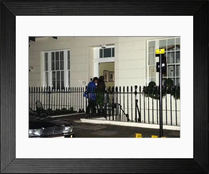 Framed Print : Former Prime Minister Baroness Thatcher with her husband Denis arrives at her four-storey