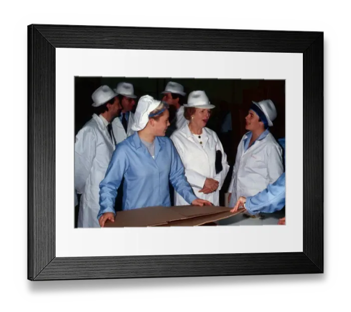 Framed Print : prime Minister Margaret Thatcher at the Dundee factory of James Keiller and Son