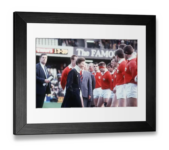 Framed Print : Princess Anne meets rugby players at Scotland v Wales January 1989 Framed Print : Princess Anne meets rugby players at Scotland v Wales January 1989