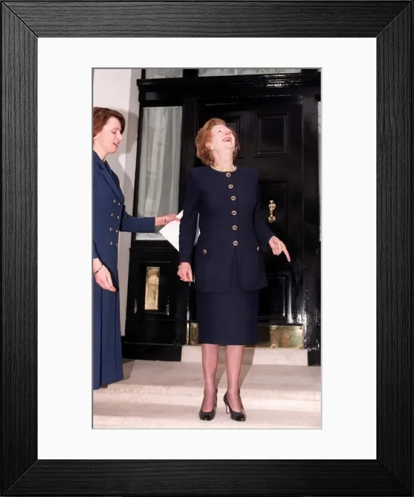 Framed Print : Lady Margaret Thatcher during the General Election campaign outside 10 Downing street