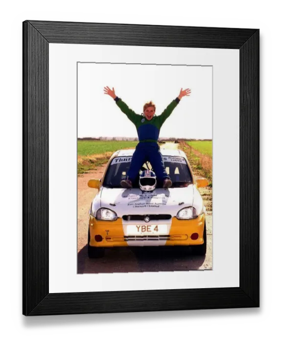 : Actress Glenda McKay March 1998 With her Vauxhall Corsa rally sports car : Actress Glenda McKay March 1998 With her Vauxhall Corsa rally sports car