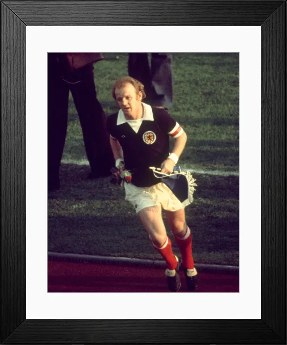 Framed Print : Billy Bremner Scotland captain at the start of their World Cup match again Brazil 18th