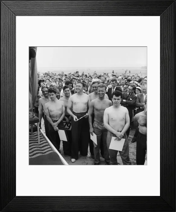 Framed Print : Daily Mirror Blackpool Week. Beefcake Contest. August 1958 Framed Print : Daily Mirror Blackpool Week. Beefcake Contest. August 1958