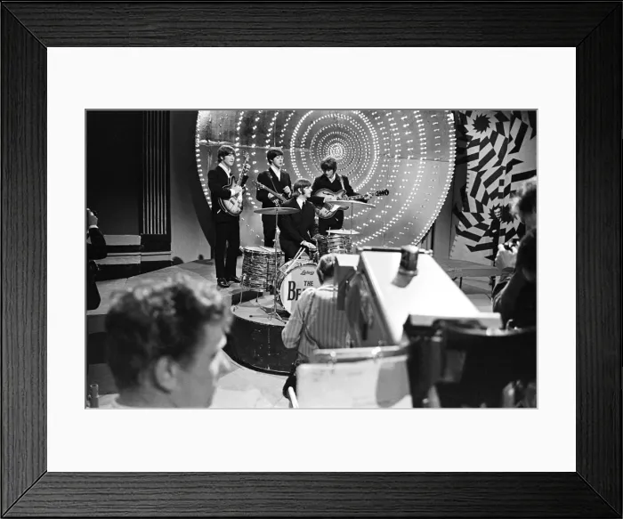 Framed Print : The Beatles on the set of Top Of the Pops, plugging their new single Framed Print : The Beatles on the set of Top Of the Pops, plugging their new single