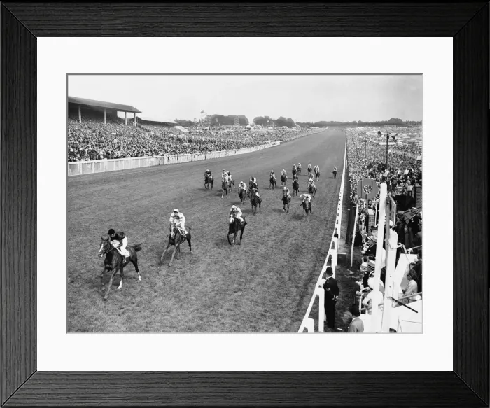 Framed Print : 1965 Epsom Derby horse race. The finish of the race with French horse Sea Bird II