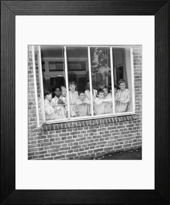 Framed Print : Schoolboys are recovering at the Hither Green Hospital from a mystery bug which affected Framed Print : Schoolboys are recovering at the Hither Green Hospital from a mystery bug which affected
