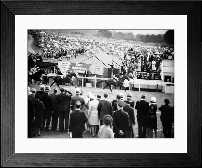 Framed Print : 1965 Epsom Derby horse race. French horse Sea Bird II ridden by jockey Pat Glennon