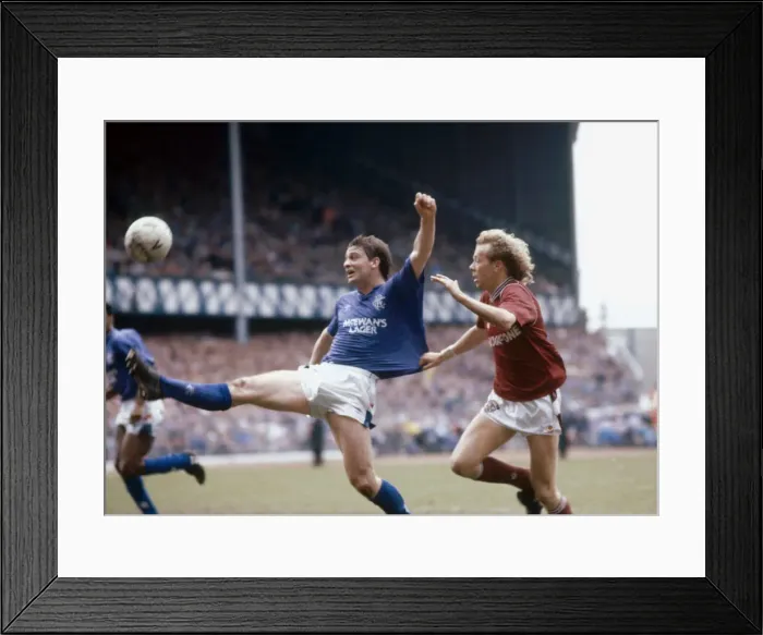 Framed Print : Rangers footballer Kevin Drinkell in action against Heart of Midlothian. May 1989 Framed Print : Rangers footballer Kevin Drinkell in action against Heart of Midlothian. May 1989