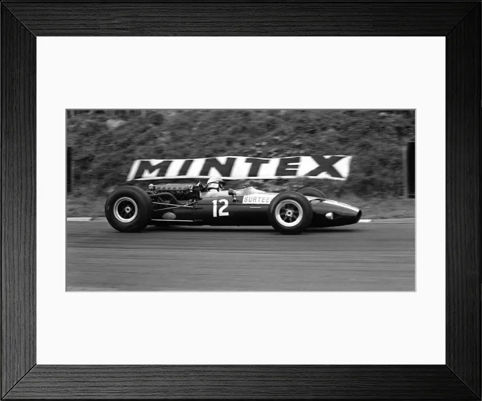 Framed Print : British Grand Prix 1966 Brands Hatch July 1966 John Surtees in his Ferrari number