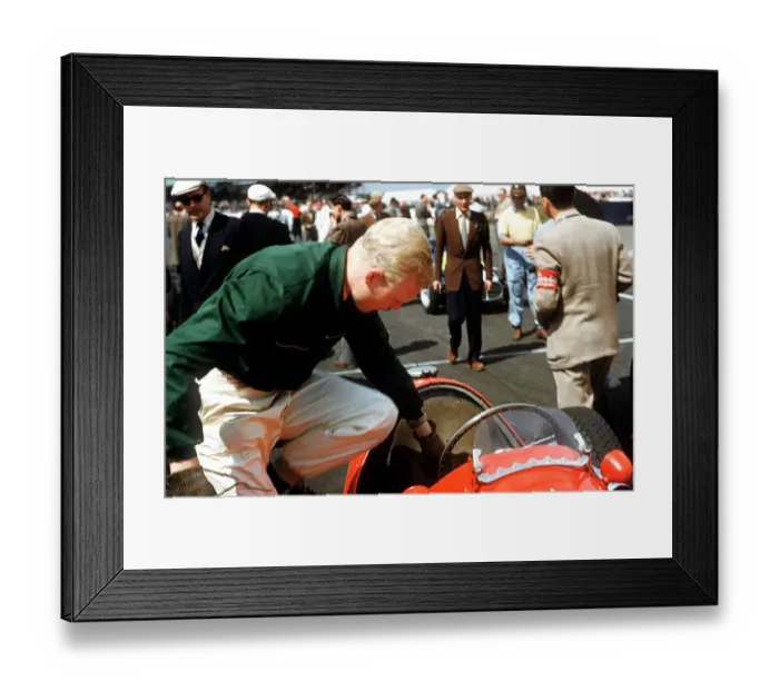 Framed Print : British Grand Prix 1953 Silverstone July 1953 Mike Hawthorn climbs into his Ferrari Framed Print : British Grand Prix 1953 Silverstone July 1953 Mike Hawthorn climbs into his Ferrari
