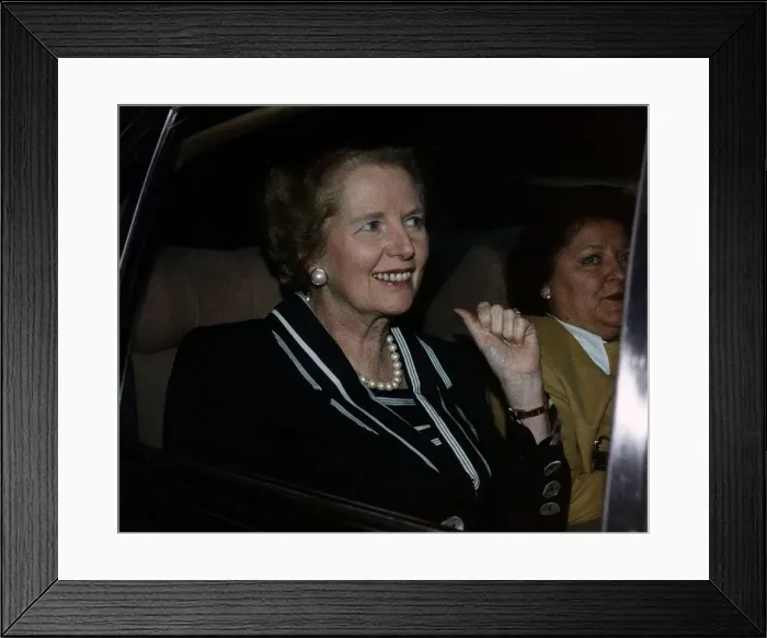 Framed Print : Margaret Thatcher sitting in car being Driven Framed Print : Margaret Thatcher sitting in car being Driven