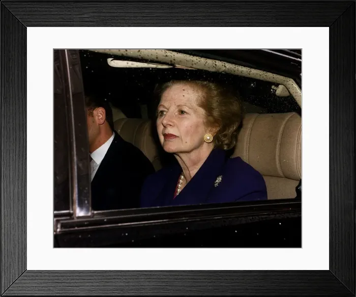 Framed Print : Baroness Margaret Thatcher leaves her Belgravia office October 1993