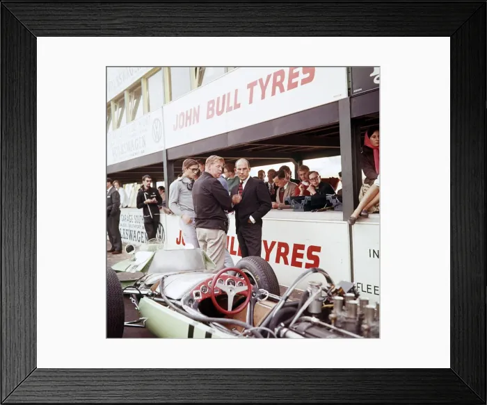Framed Print : Stirling Moss attends the International Gold Cup race held at Oulton Park, Cheshire Framed Print : Stirling Moss attends the International Gold Cup race held at Oulton Park, Cheshire