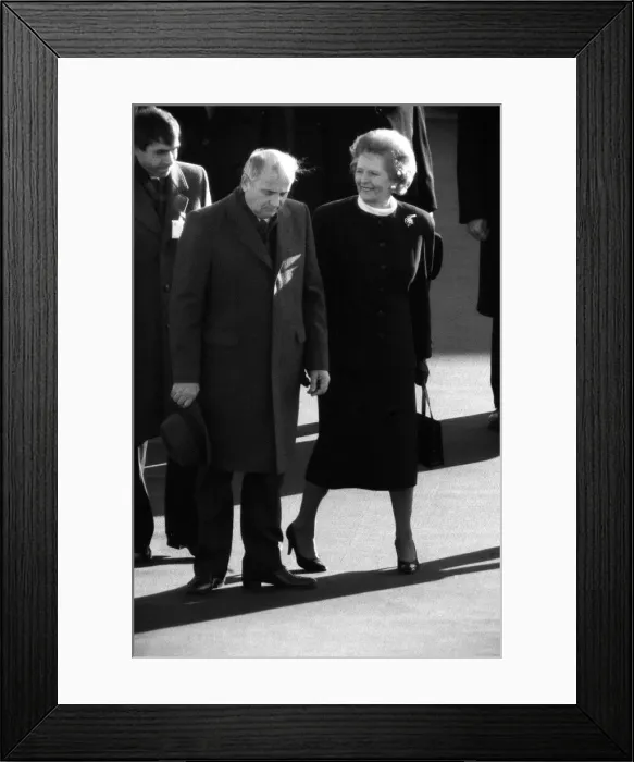 Framed Print : Prime Minister Margaret Thatcher meets Soviet leader President Mikhail Gorbachev at RAF Framed Print : Prime Minister Margaret Thatcher meets Soviet leader President Mikhail Gorbachev at RAF