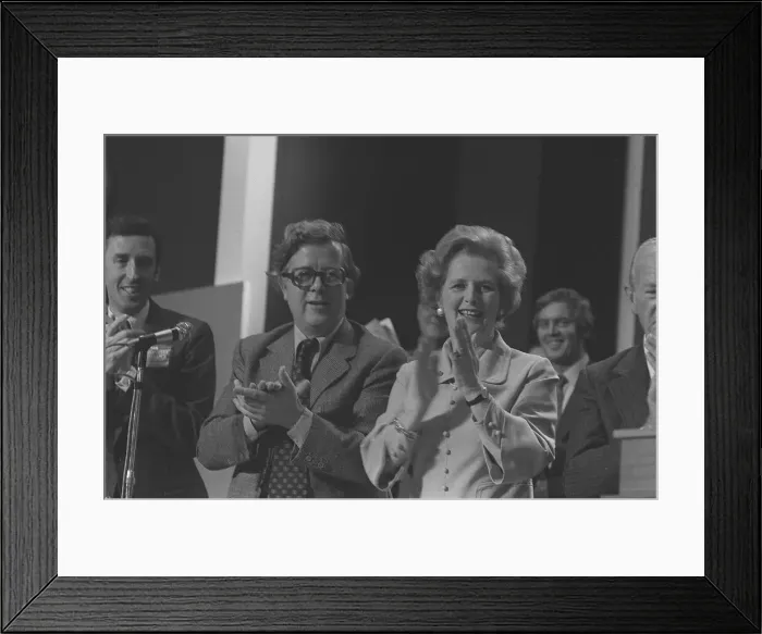 Framed Print : Conservative Party Conference 1977. Geoffrey Howe and Margaret Thatcher applaud Framed Print : Conservative Party Conference 1977. Geoffrey Howe and Margaret Thatcher applaud