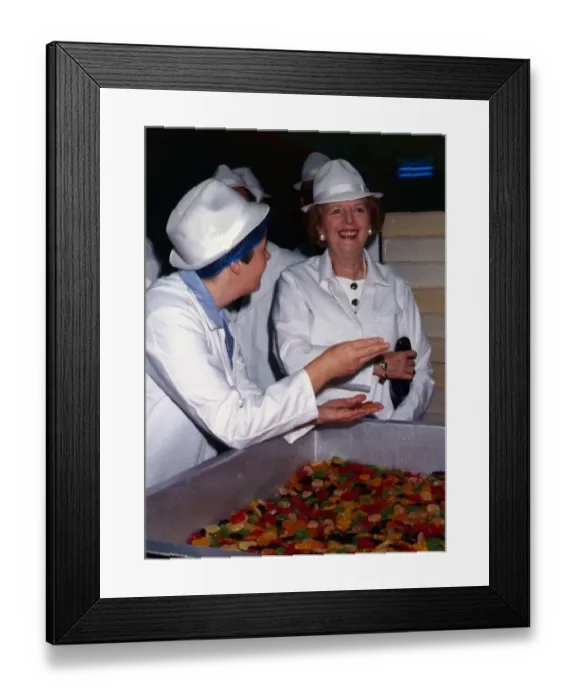 Framed Print : prime Minister Margaret Thatcher at the Dundee factory of James Keiller and Son