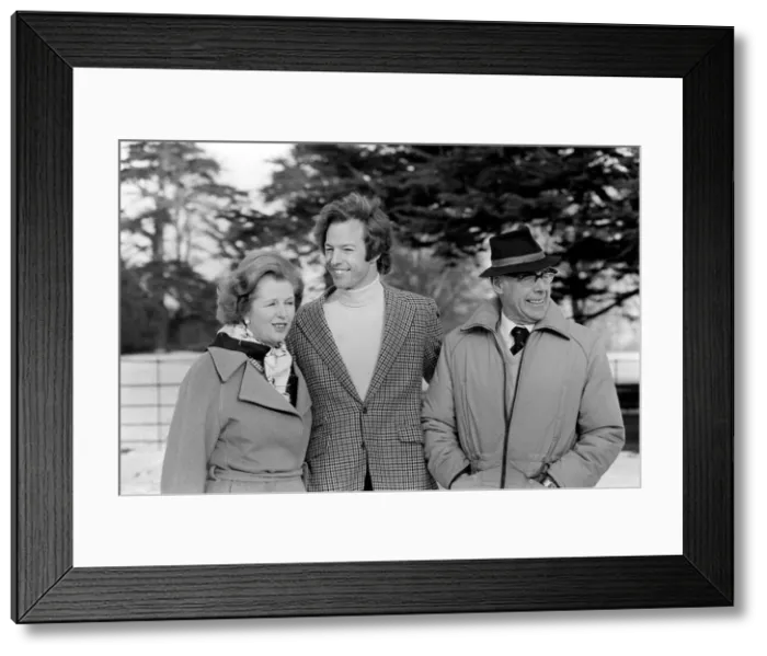 Framed Print : Mark Thatcher with parents Margaret and Denis after he had been rescued following his Framed Print : Mark Thatcher with parents Margaret and Denis after he had been rescued following his