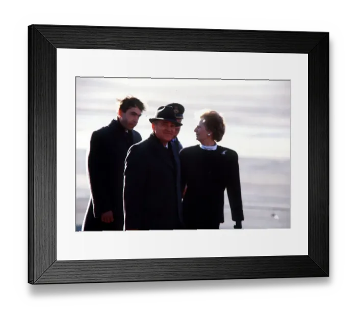 Framed Print : Mikhail Gorbachev at Brize Norton with Prime Minister Margaret Thatcher December Framed Print : Mikhail Gorbachev at Brize Norton with Prime Minister Margaret Thatcher December